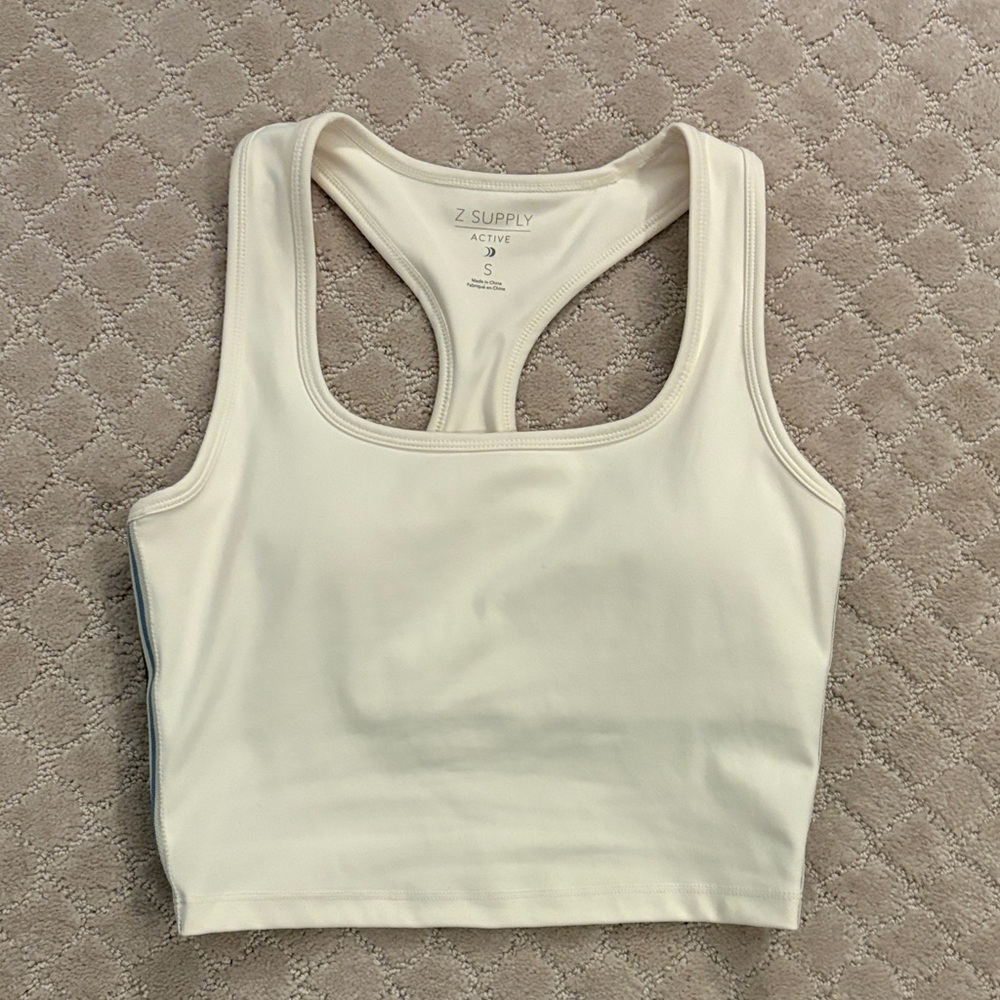 Z Supply Off-White Ivory Racerback Built-in BraTank Small